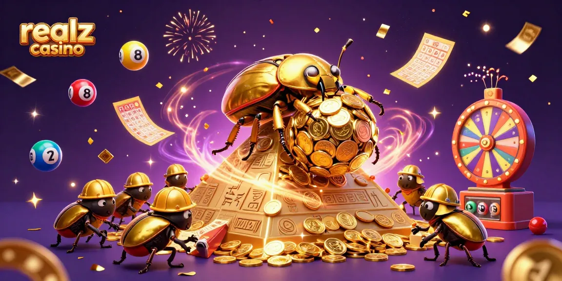 Experience the excitement of realz casino with lively lottery elements and golden treasures!